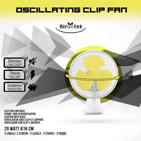 Airontek Clip Fan 20W - Ø18cm med oscillering